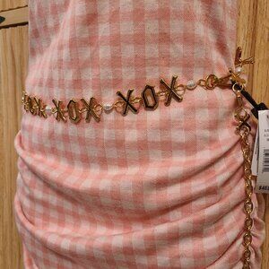 Betsey Johnson XOX Gold Chain Belt with Pearls – NWT